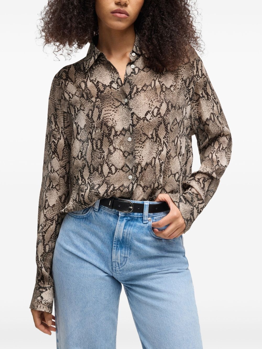 snake-print shirt - 3