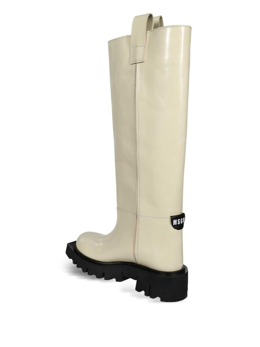 leather round-toe boots - 3