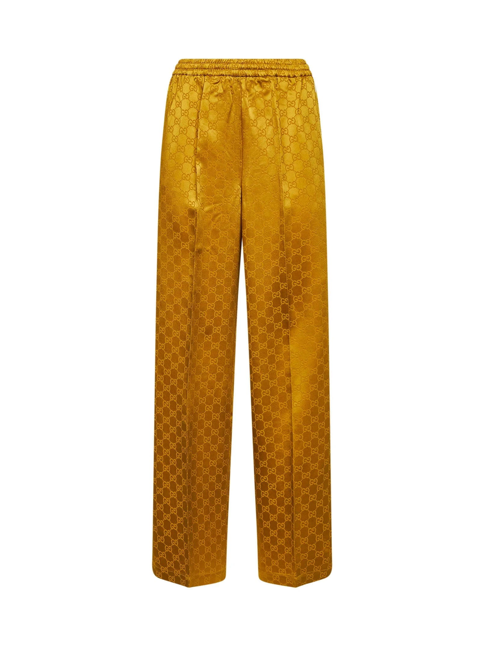Gucci Women Gold Gg Jacquard Viscose Blend Trousers - 1