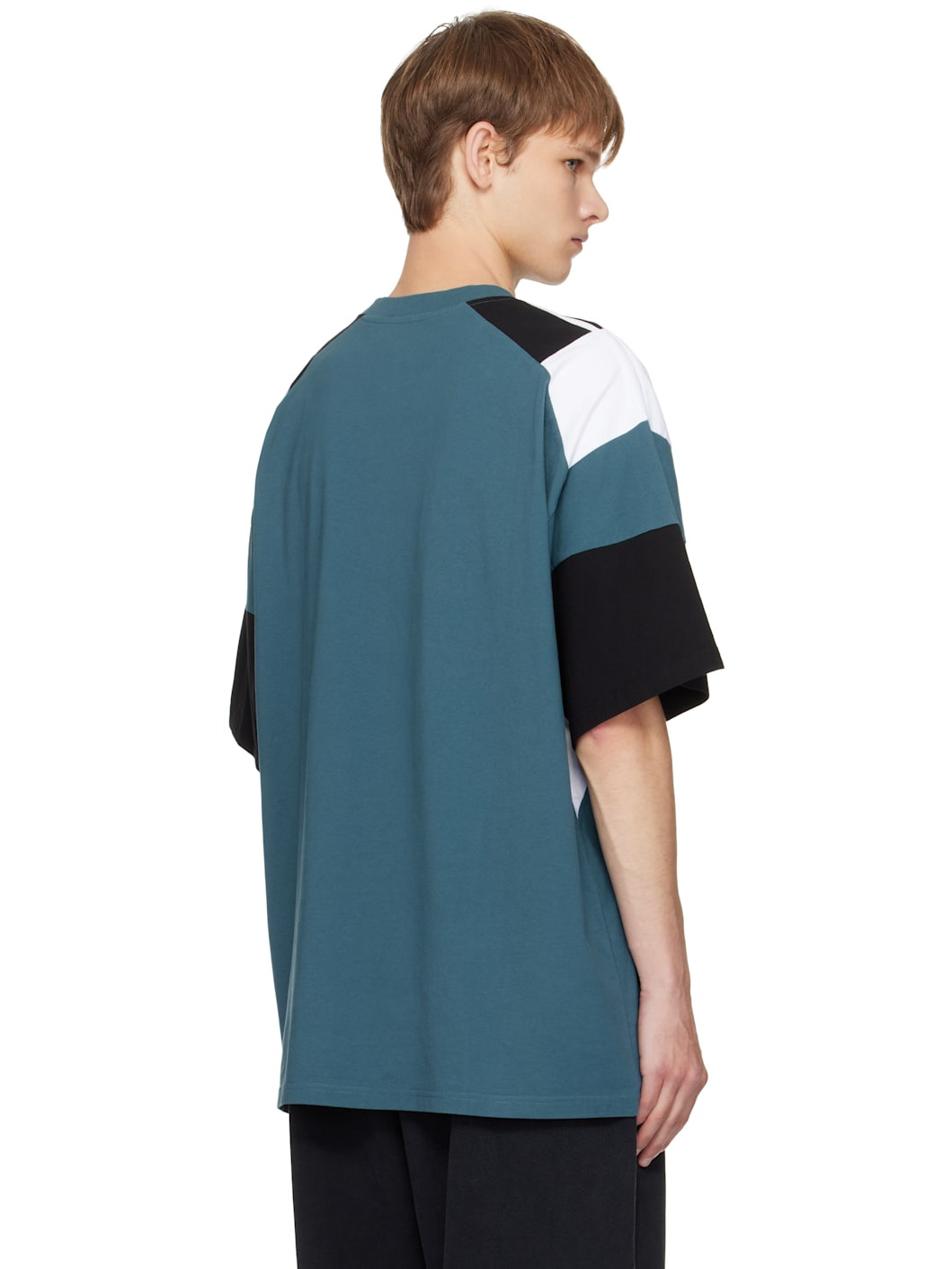 Blue Oversized Panelled T-Shirt - 3