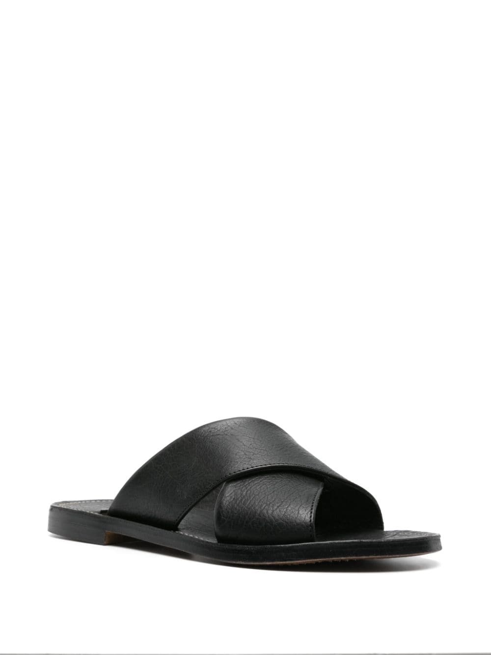 crossover-strap leather slides - 2