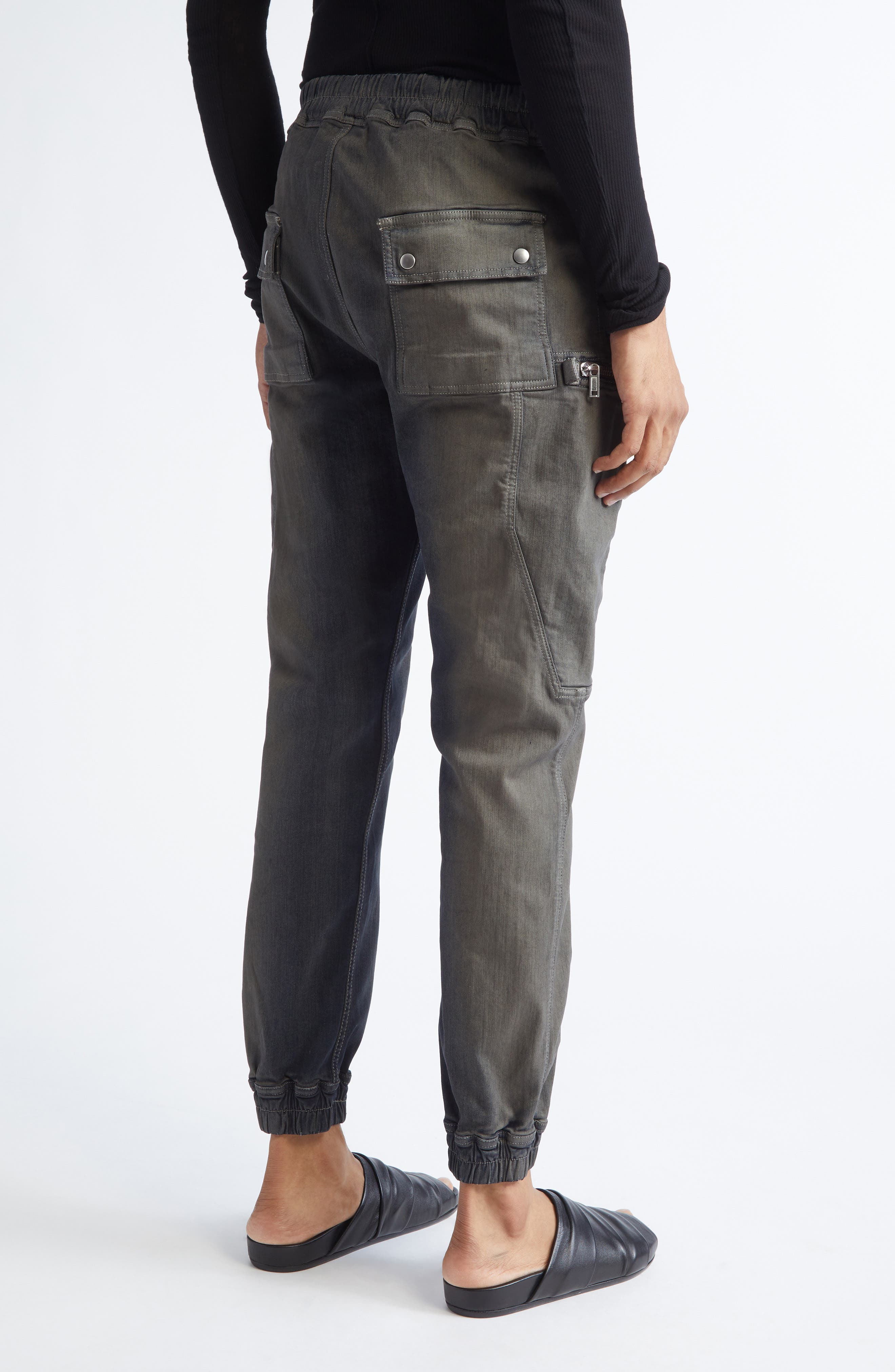 Rick Owens Bauhaus Denim Cargo Joggers in Dark Dust Degrade at Nordstrom - 3