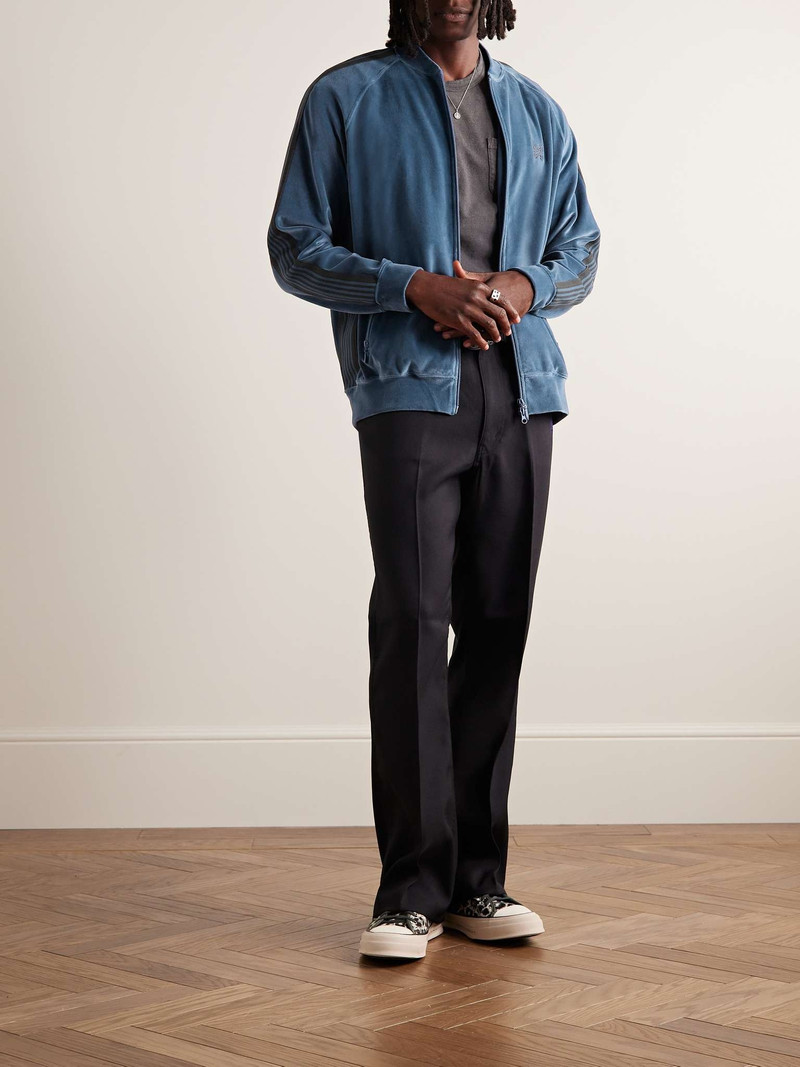 NEEDLES Webbing-Trimmed Logo-Embroidered Cotton-Blend Velvet Track Jacket outlook