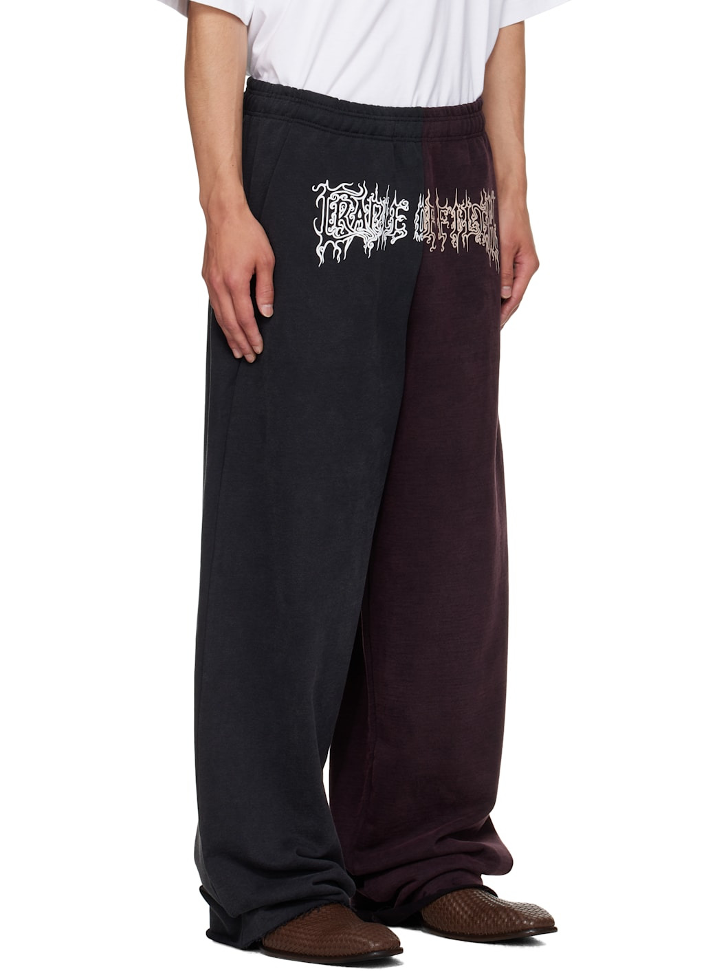 Black & Burgundy Cradle of Filth Cut-Up Baggy Sweatpants - 2