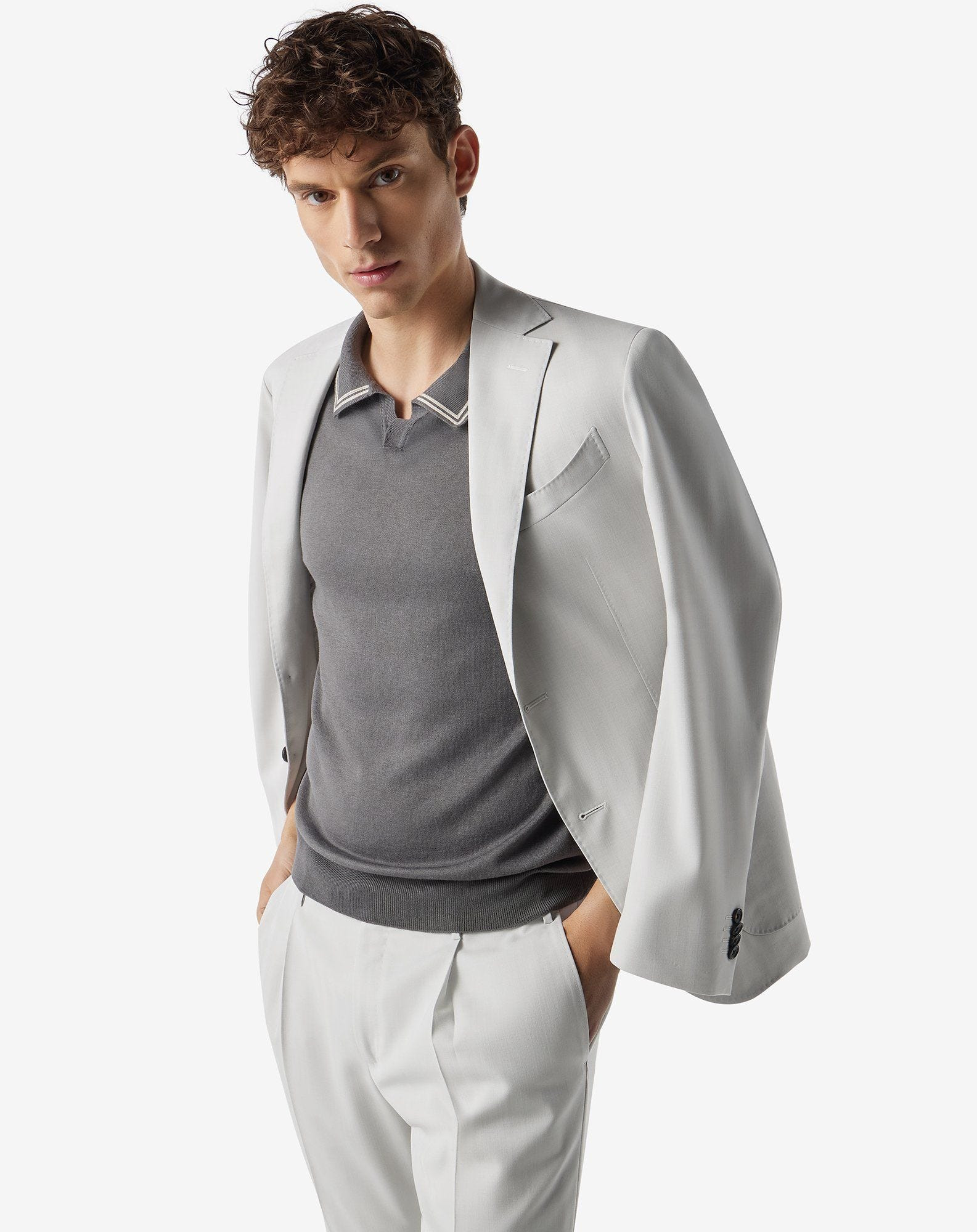 Ice white pure wool suit - 4
