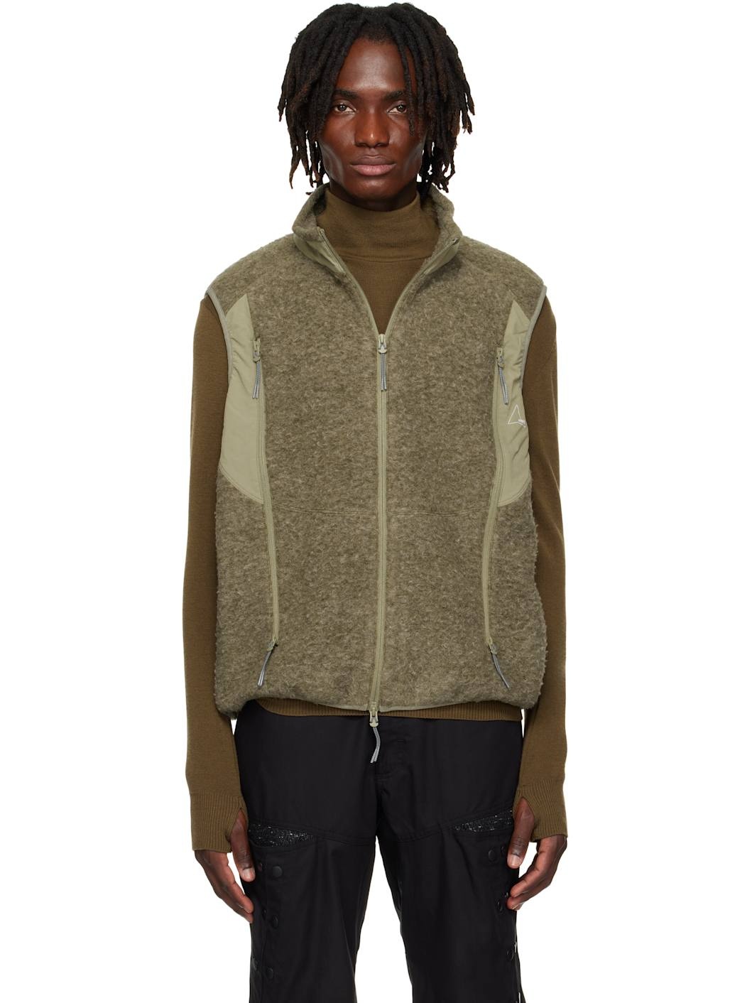Khaki Polar Fleece Vest - 1