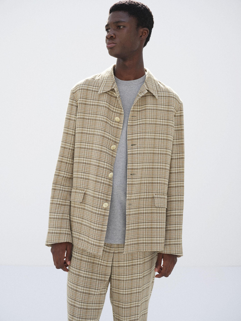 AURALEE SILK LINEN NEP CHECK JACKET outlook