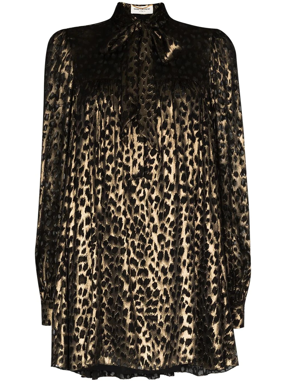 leopard-print metallic-sheen dress - 1