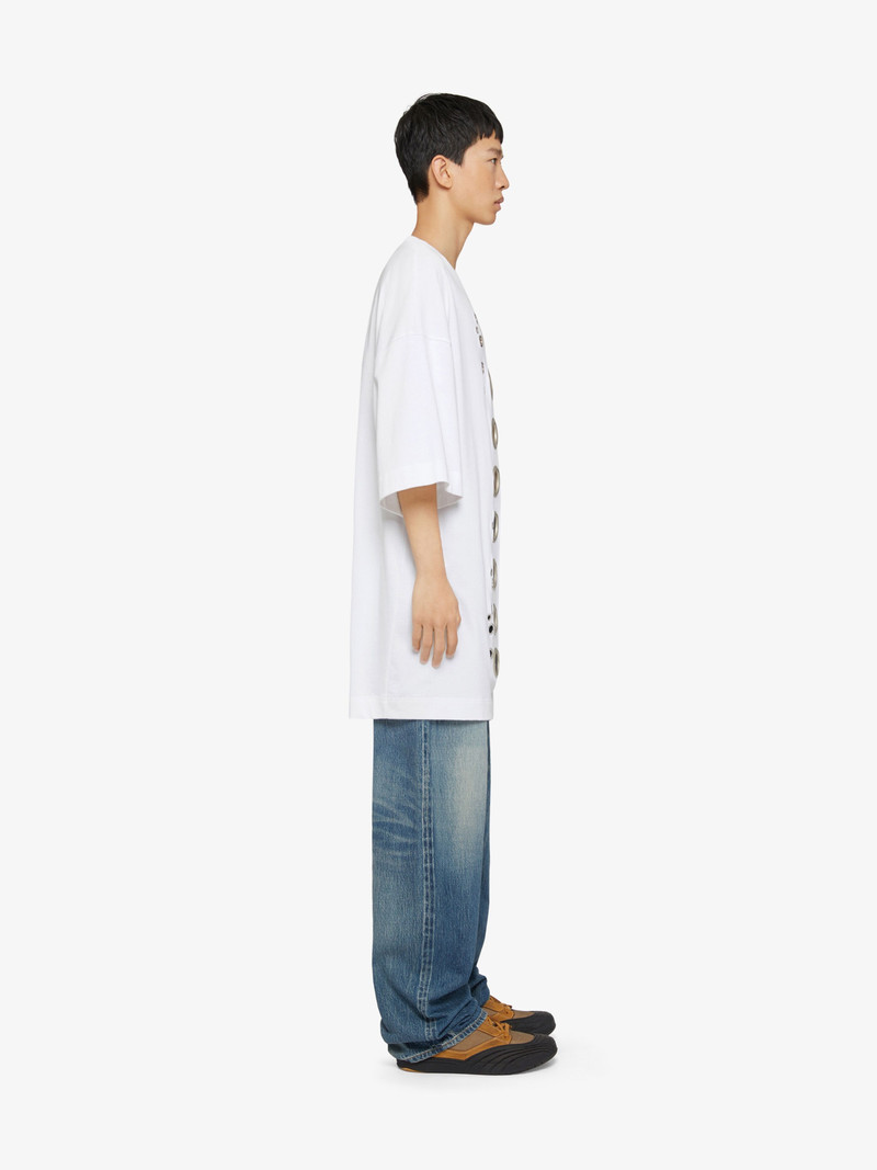 WIDE FIT T-SHIRT IN COTTON WITH EYELET DETAILS 3