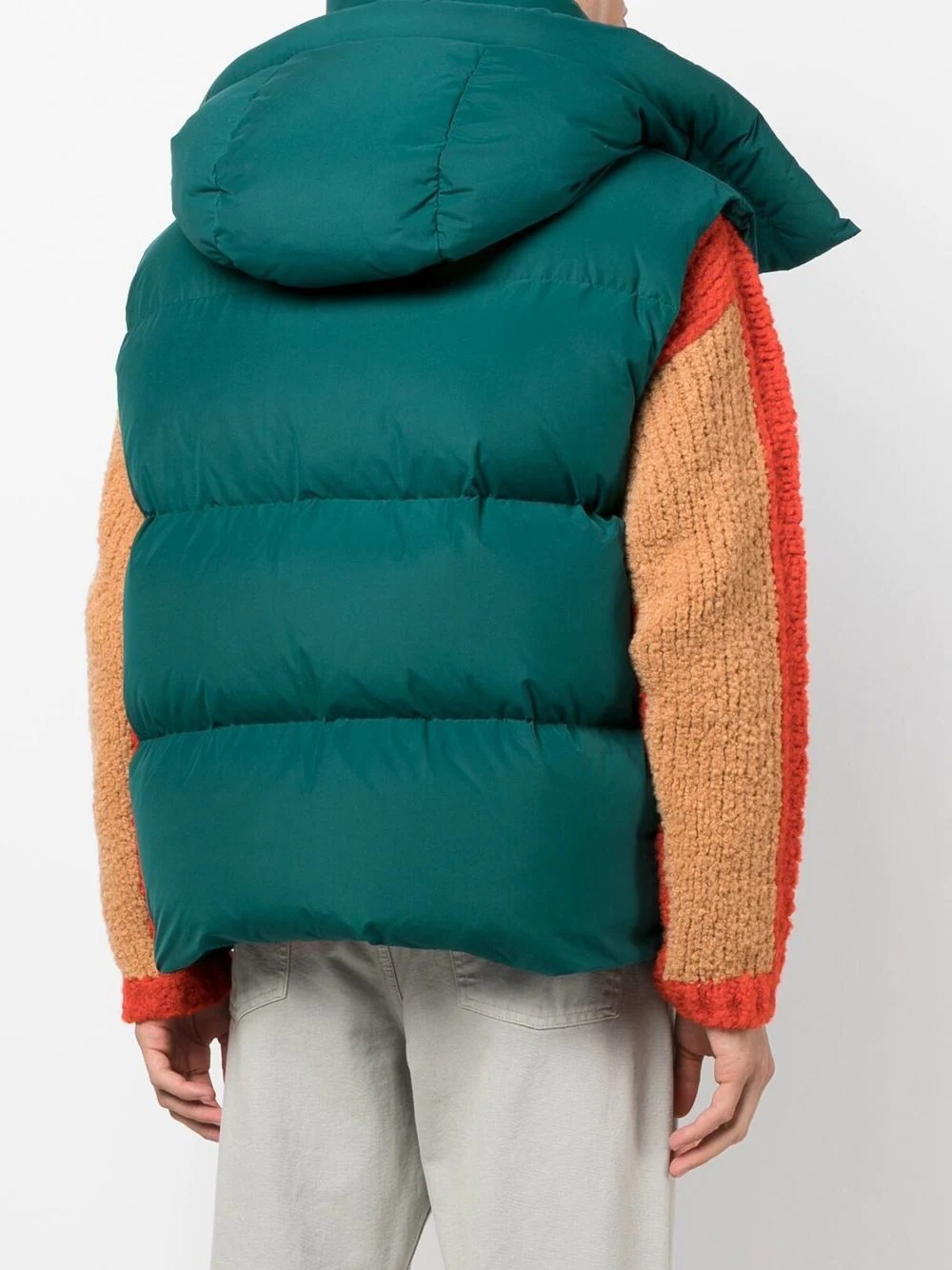 logo-print padded hooded gilet - 4