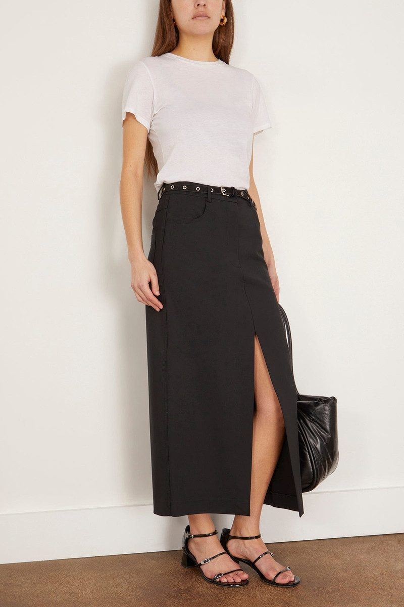 RÓHE Long Skirt with Denim Details in Black outlook