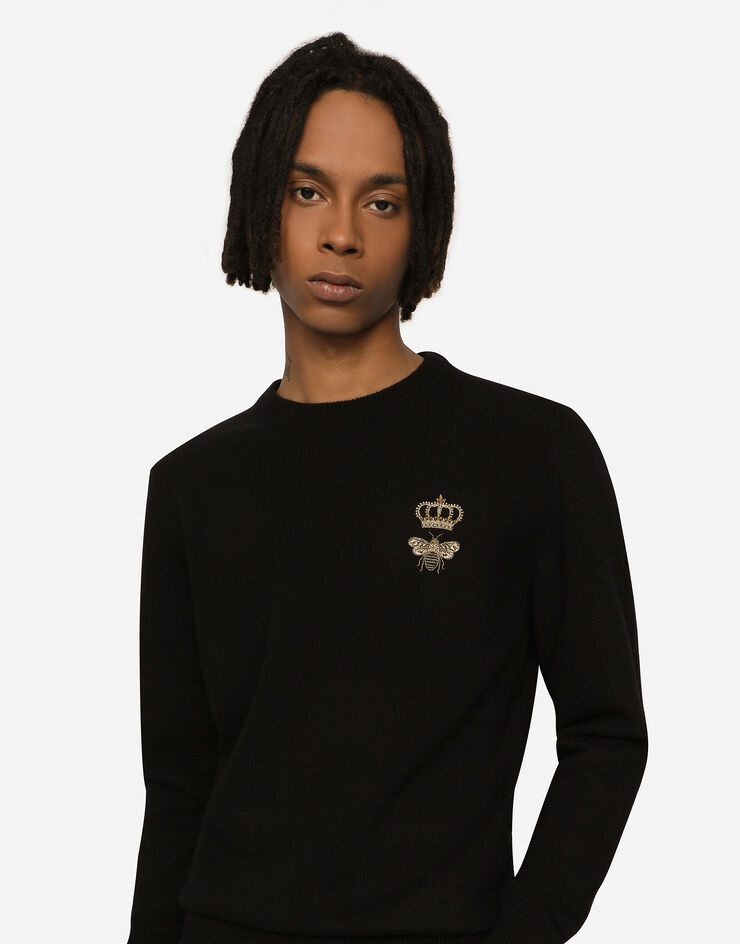 Round-neck wool sweater with embroidery - 5