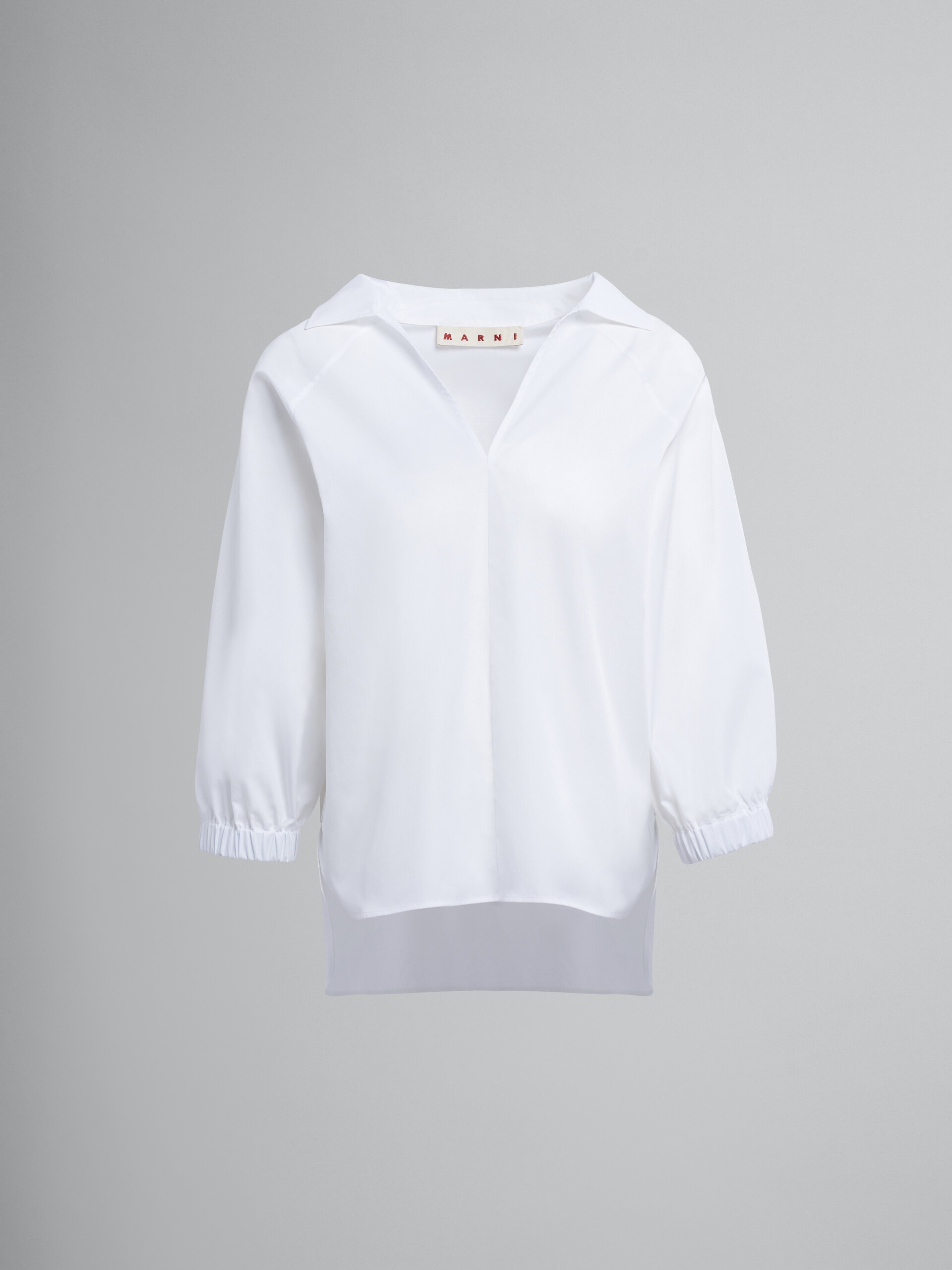 WHITE COTTON POPLIN BLOUSE - 1