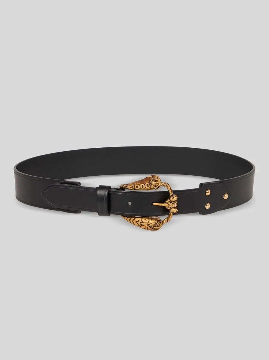 LEATHER BELT WITH ANIMAL BUCKLE - 1