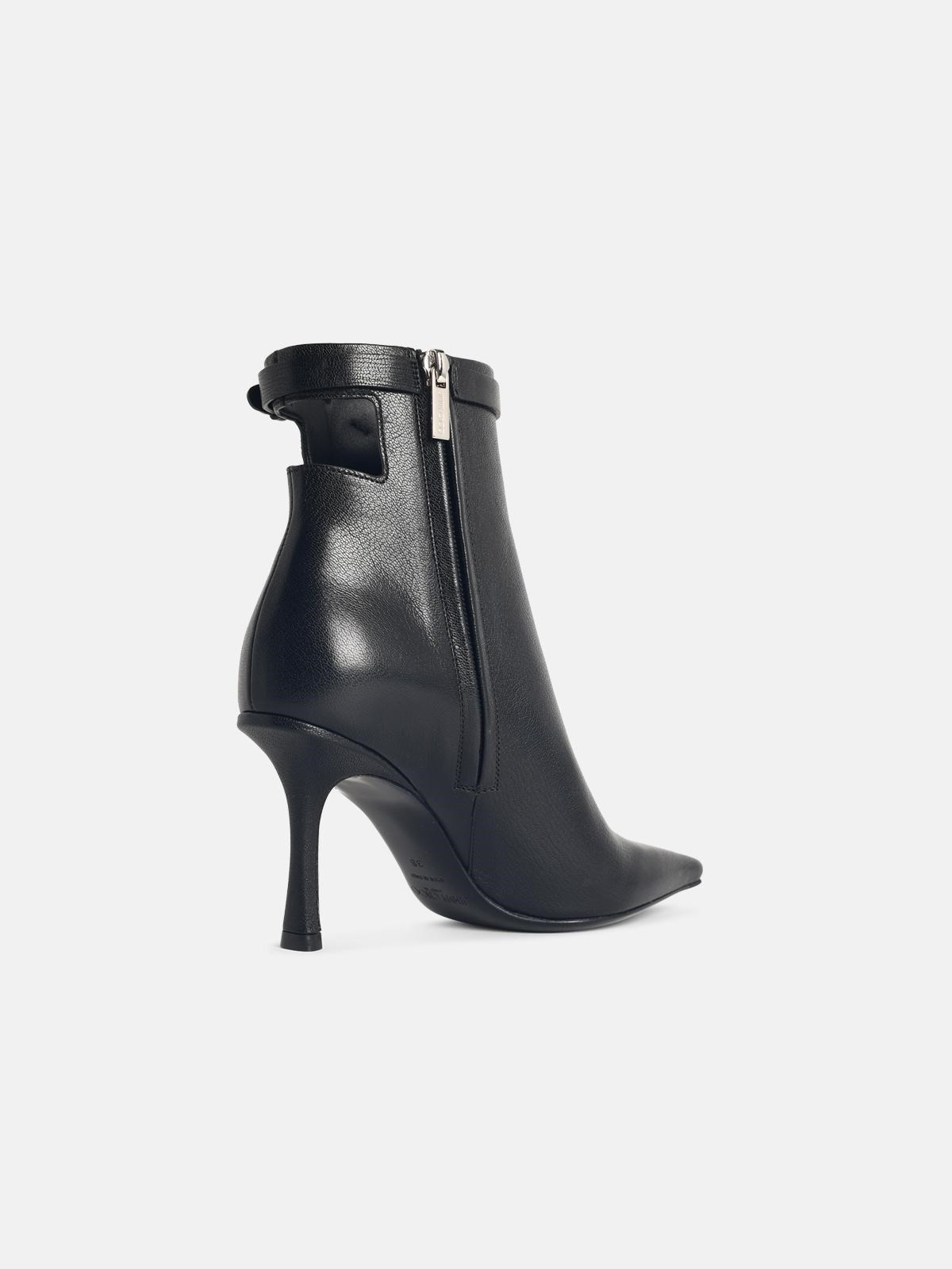 'CAMIE' BLACK LEATHER ANKLE BOOTS - 3