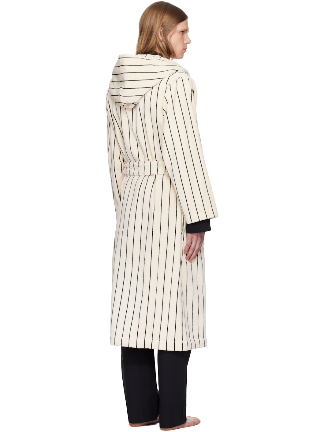 Off-White & Green Terry Hooded Bathrobe - 3