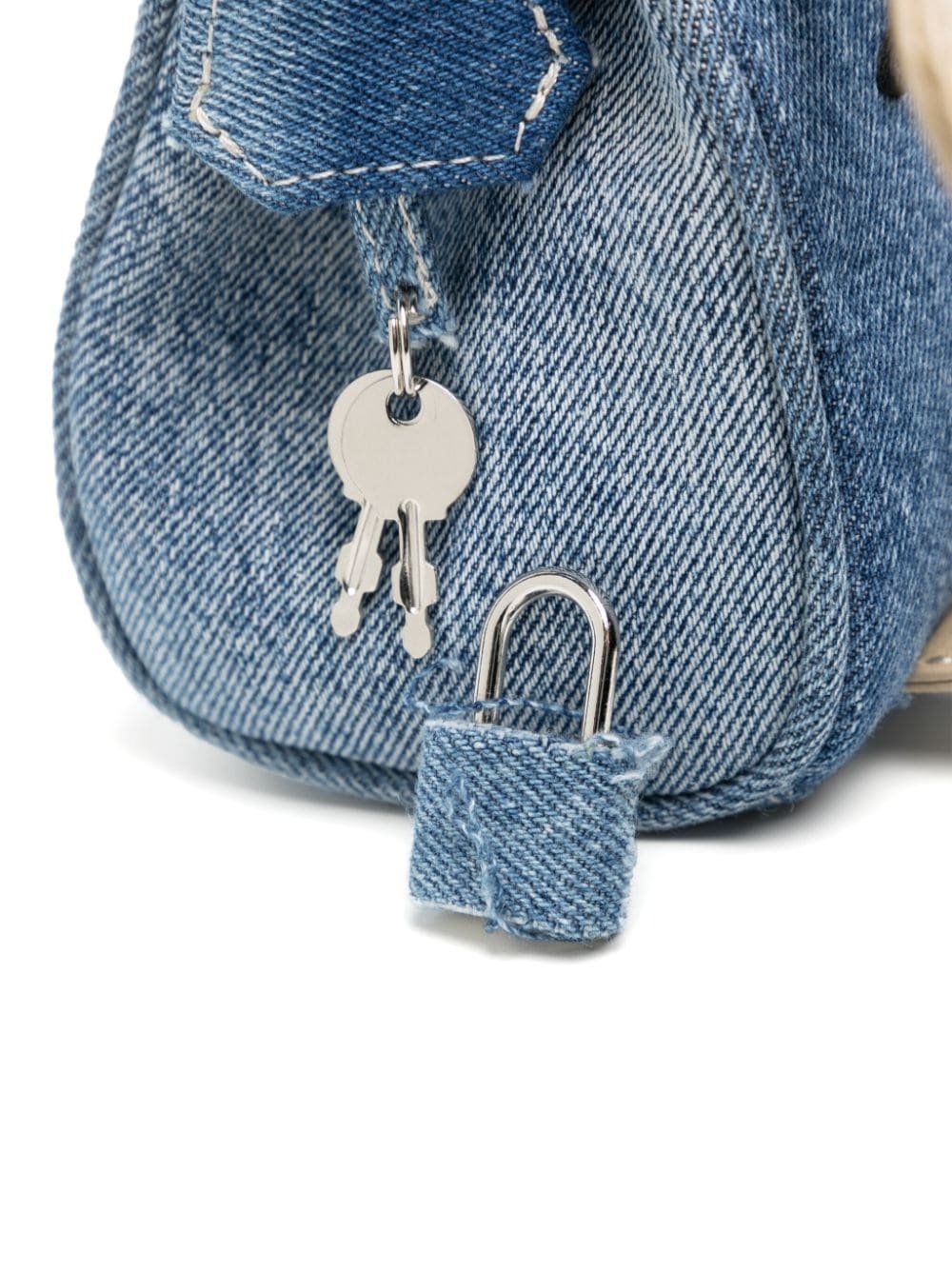 appliqué-detail denim shoulder bag - 4