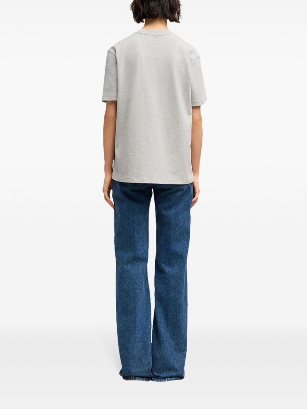 embroidered logo ribbed neck t-shirt - 5