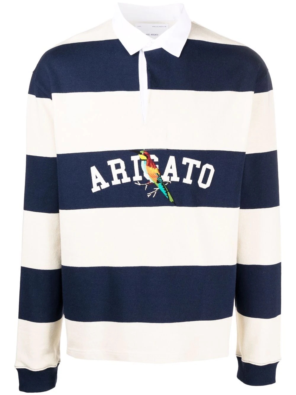 striped logo-embroidered rugby shirt - 1