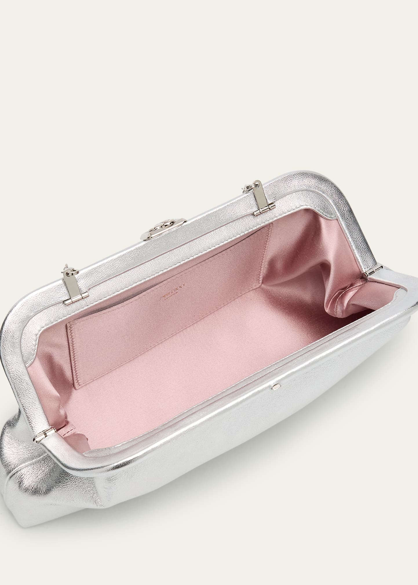 Skylar Frame Metallic Leather Clutch Bag - 4