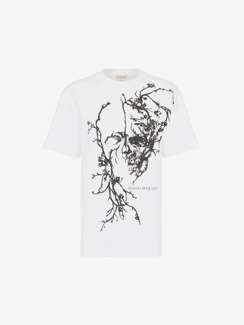 Women's Blossom Skull Oversized T-shirt in White - 2