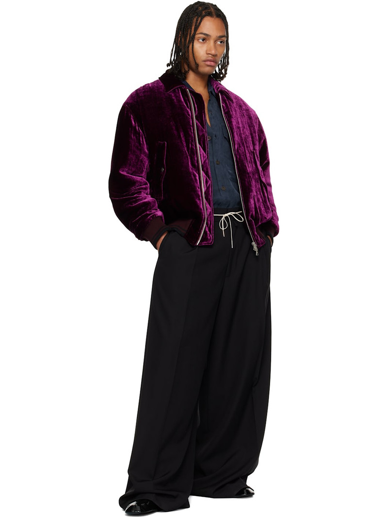 Dries Van Noten Purple Velvet Bomber Jacket outlook