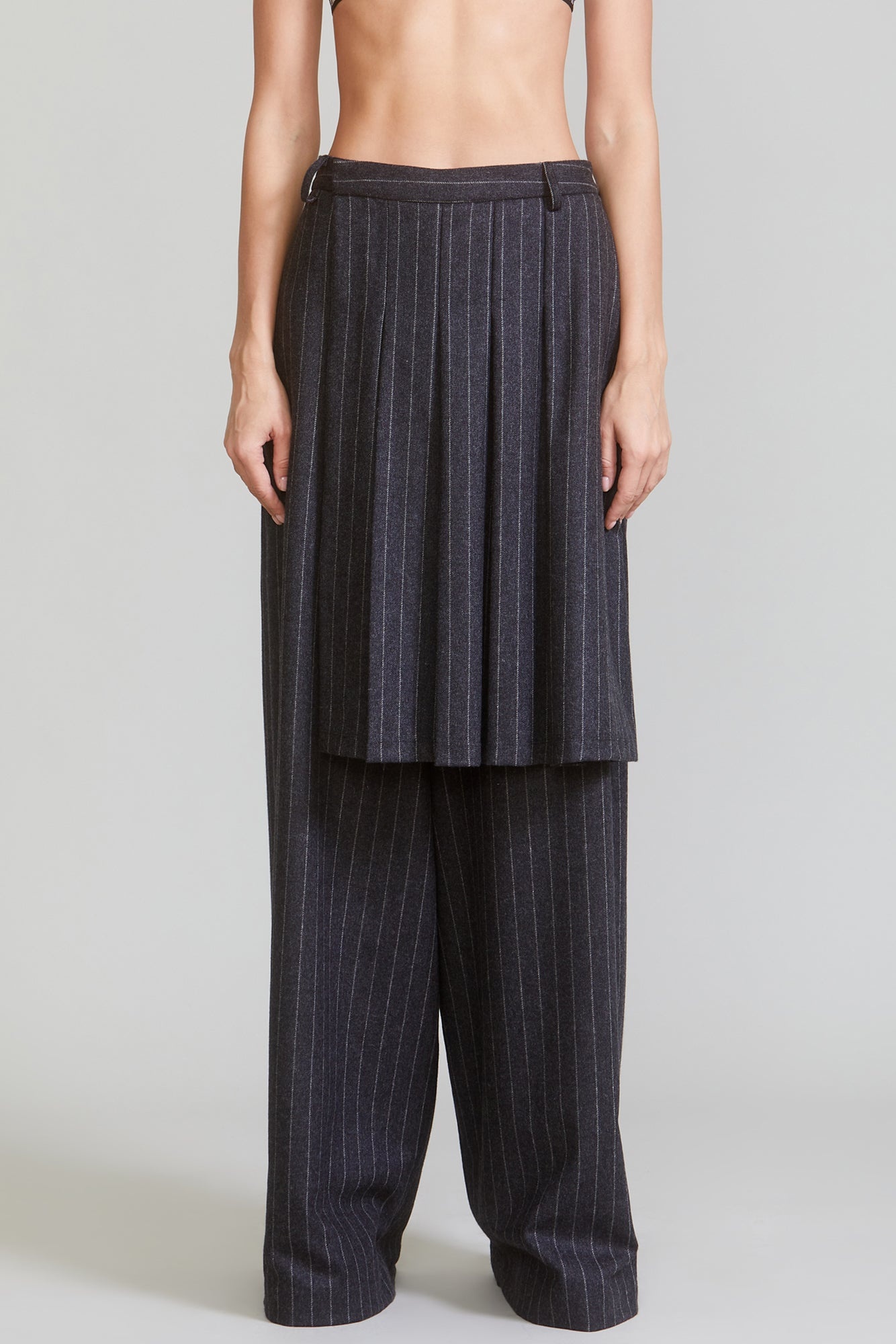 KILTED TROUSER - GREY PINSTRIPE - 3