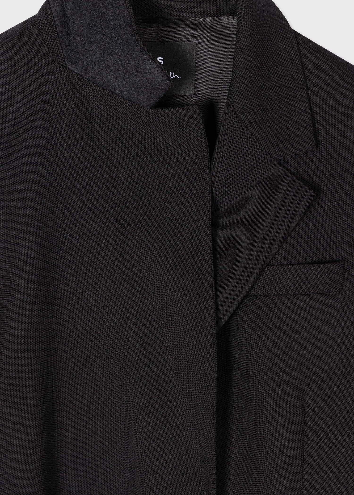 Black Double Breasted Contrast Blazer - 2