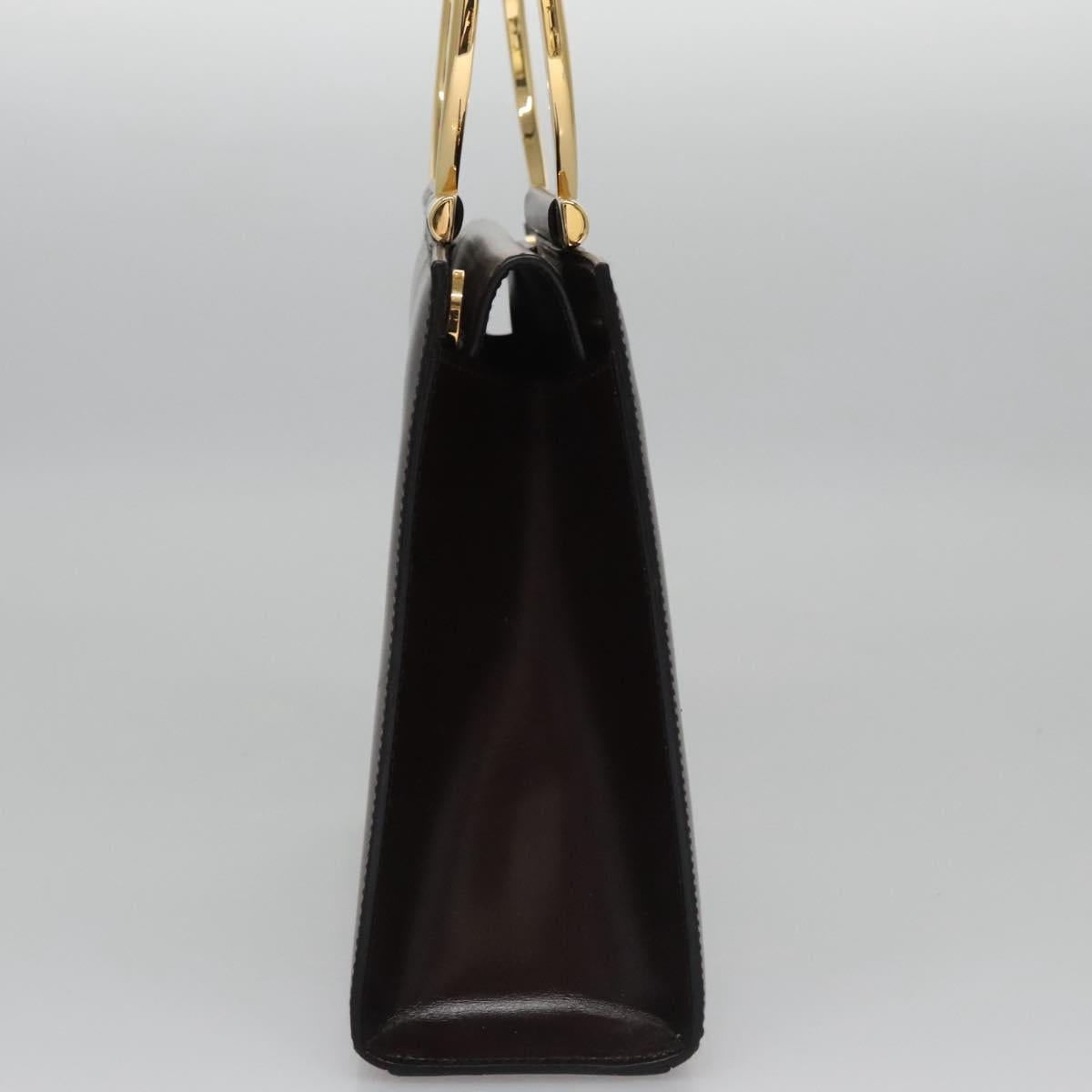 CELINE Hand Bag Leather Brown Gold - 5
