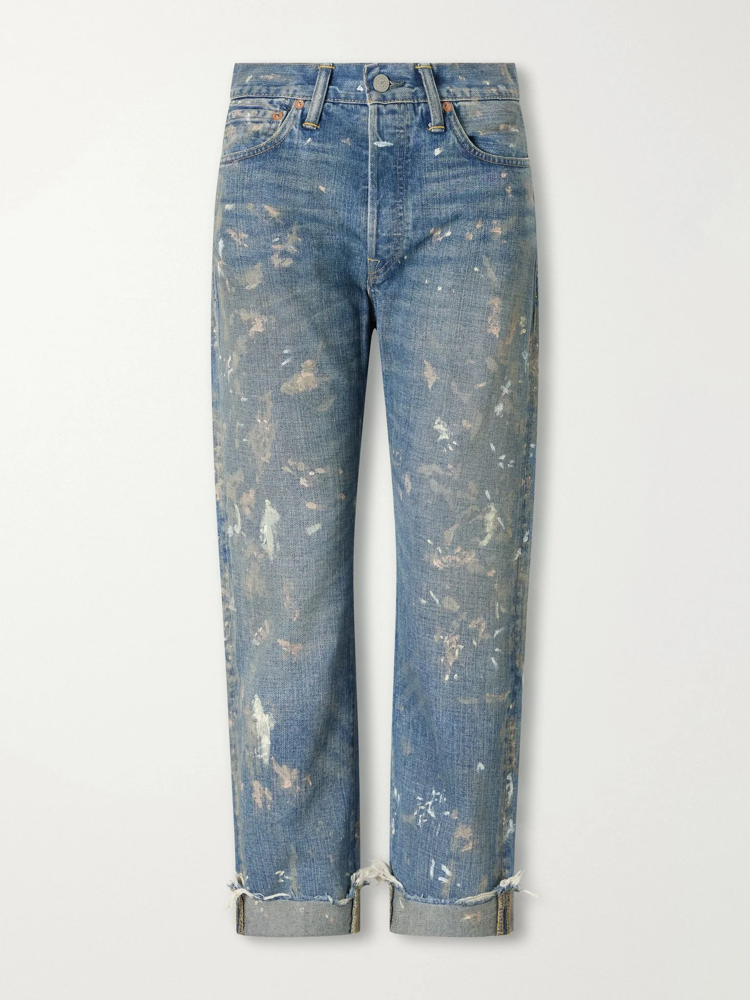 Paint-splattered boyfriend jeans Mid denim - 1