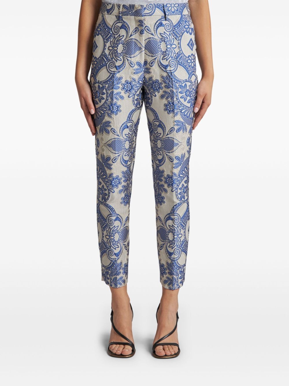 paisley-jacquard cigarette trousers - 3