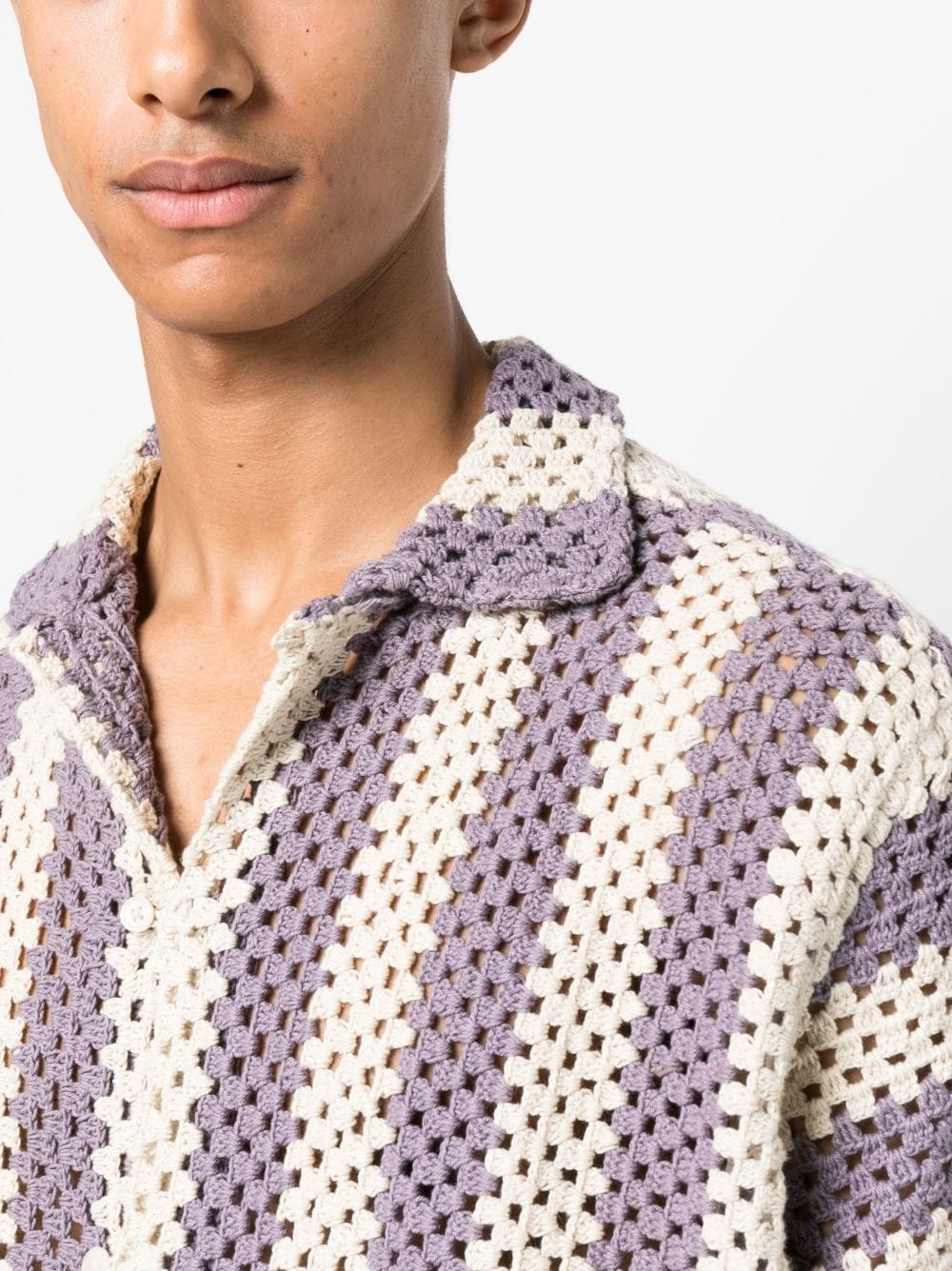 striped crochet knit shirt