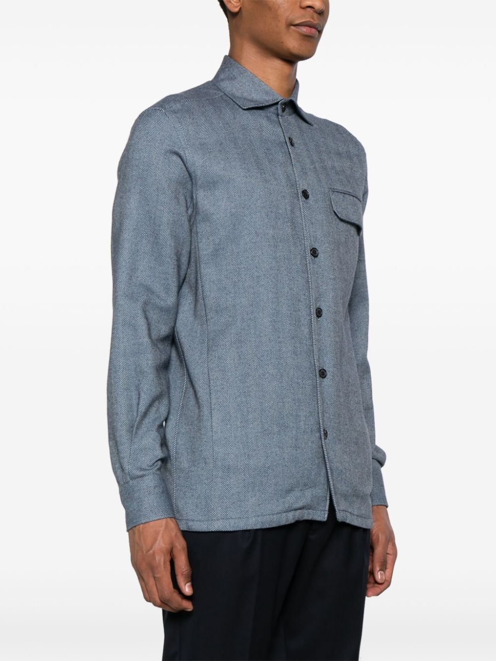 classic-collar cotton overshirt - 3