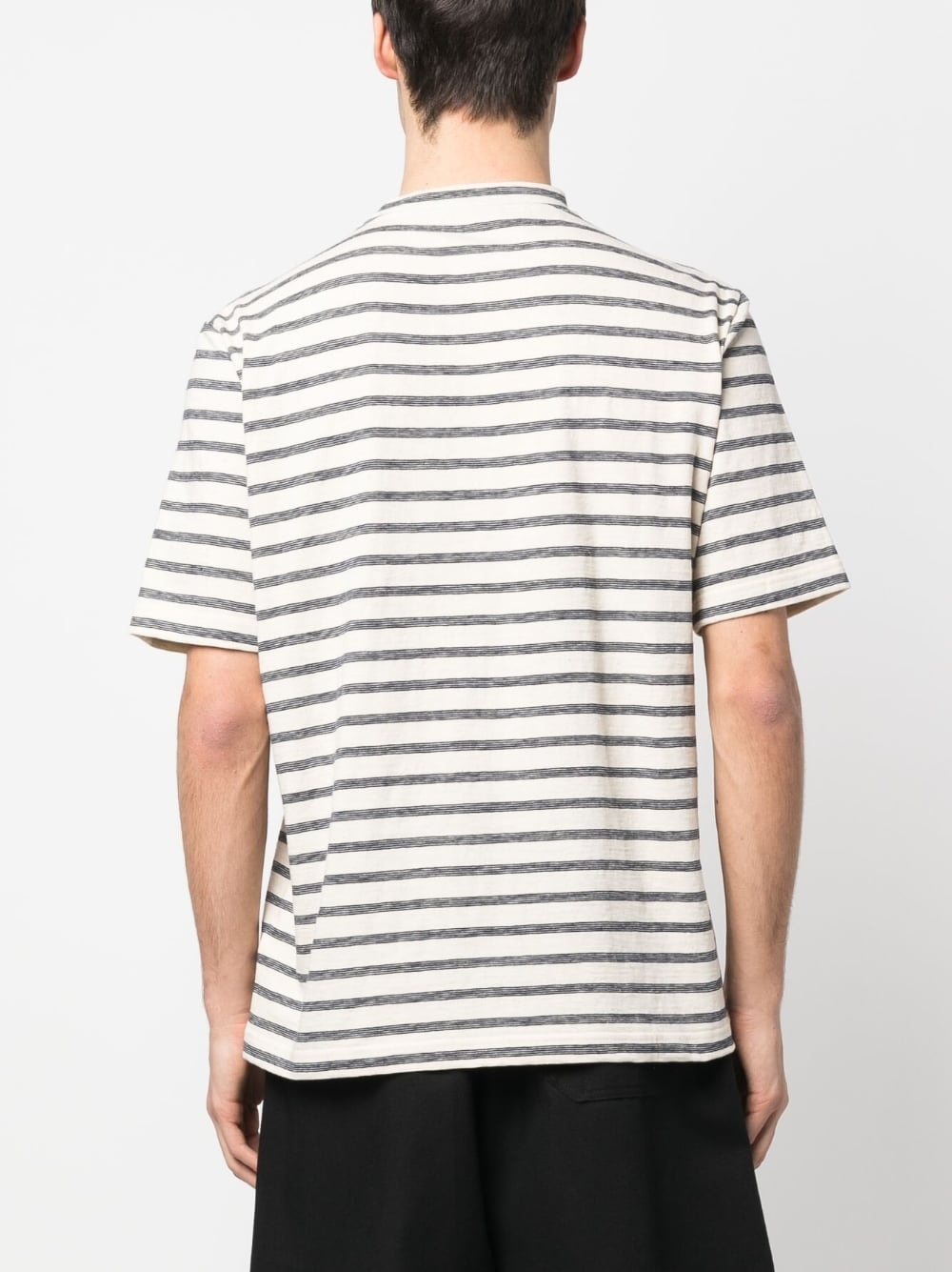 logo-embroidered striped T-shirt - 4