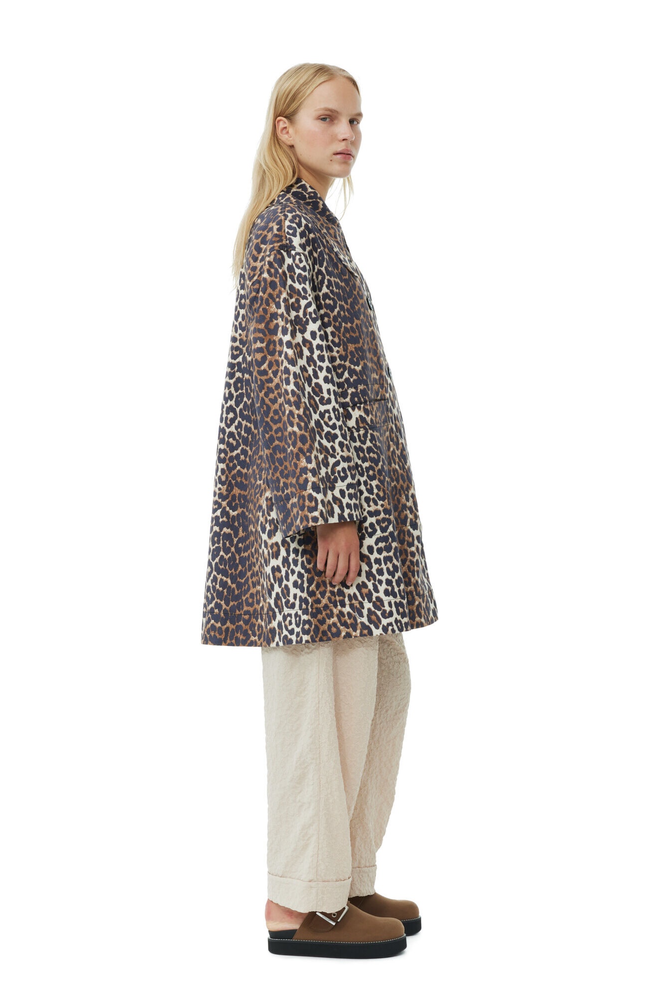 LEOPARD CANVAS OVERSIZED MIDI JACKET - 4