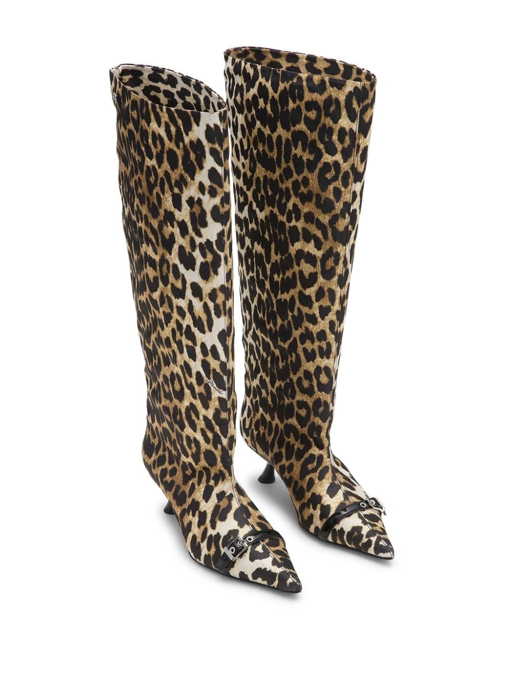 leopard-print satin knee-length boots - 2