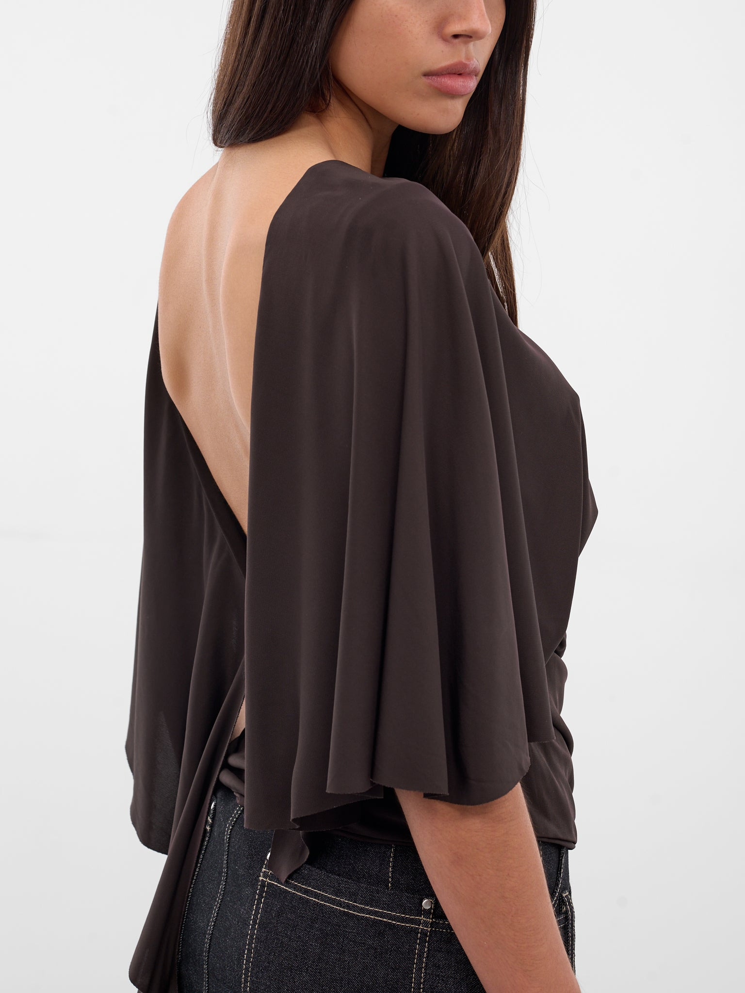 Brown Fluted Jersey Top - 5
