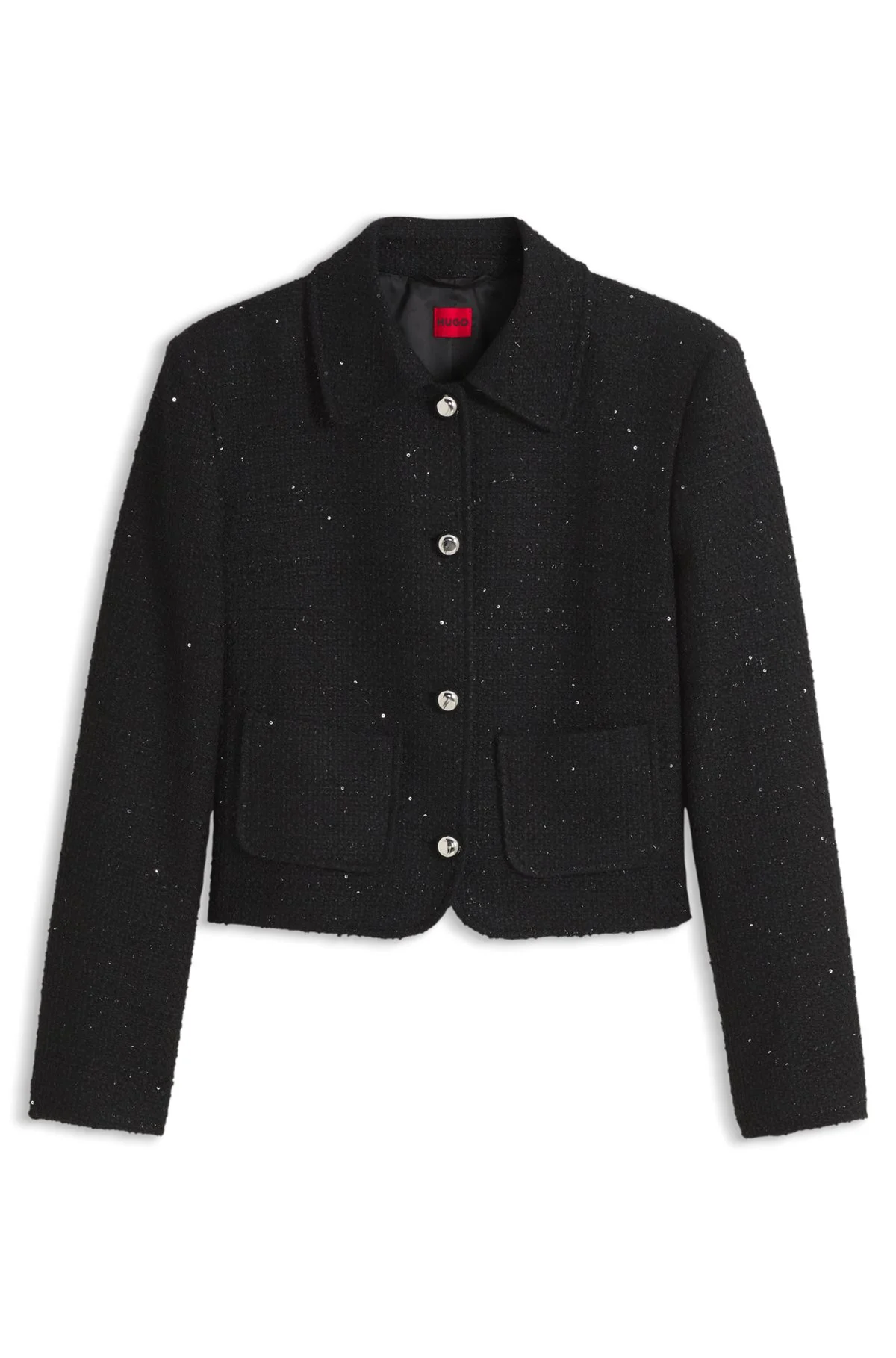 BOXY CROPPED JACKET IN SEQUINED BOUCLÉ - 1