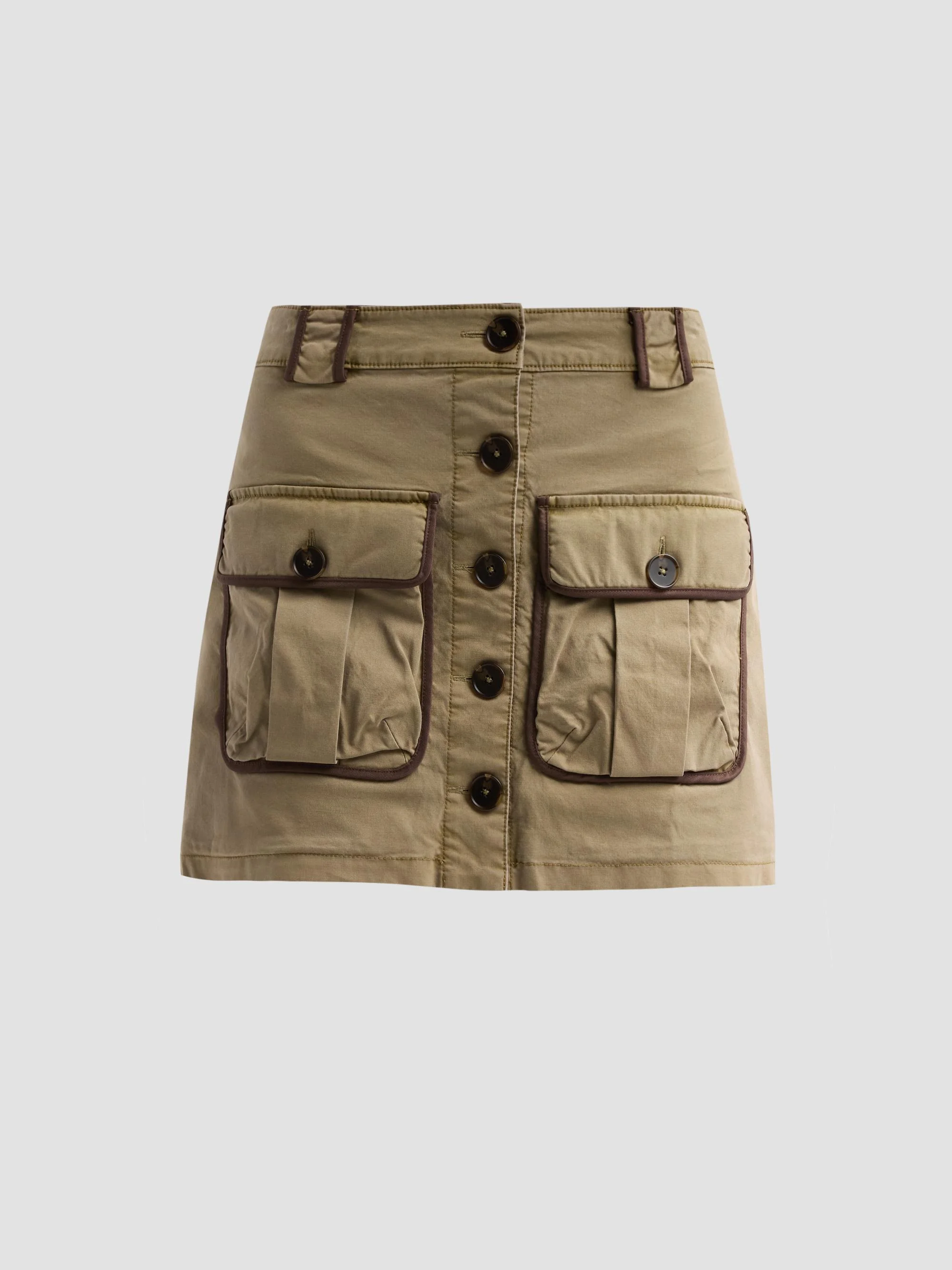 Women's Kylie Contrast-Trim Mini Skirt - Safari - 1