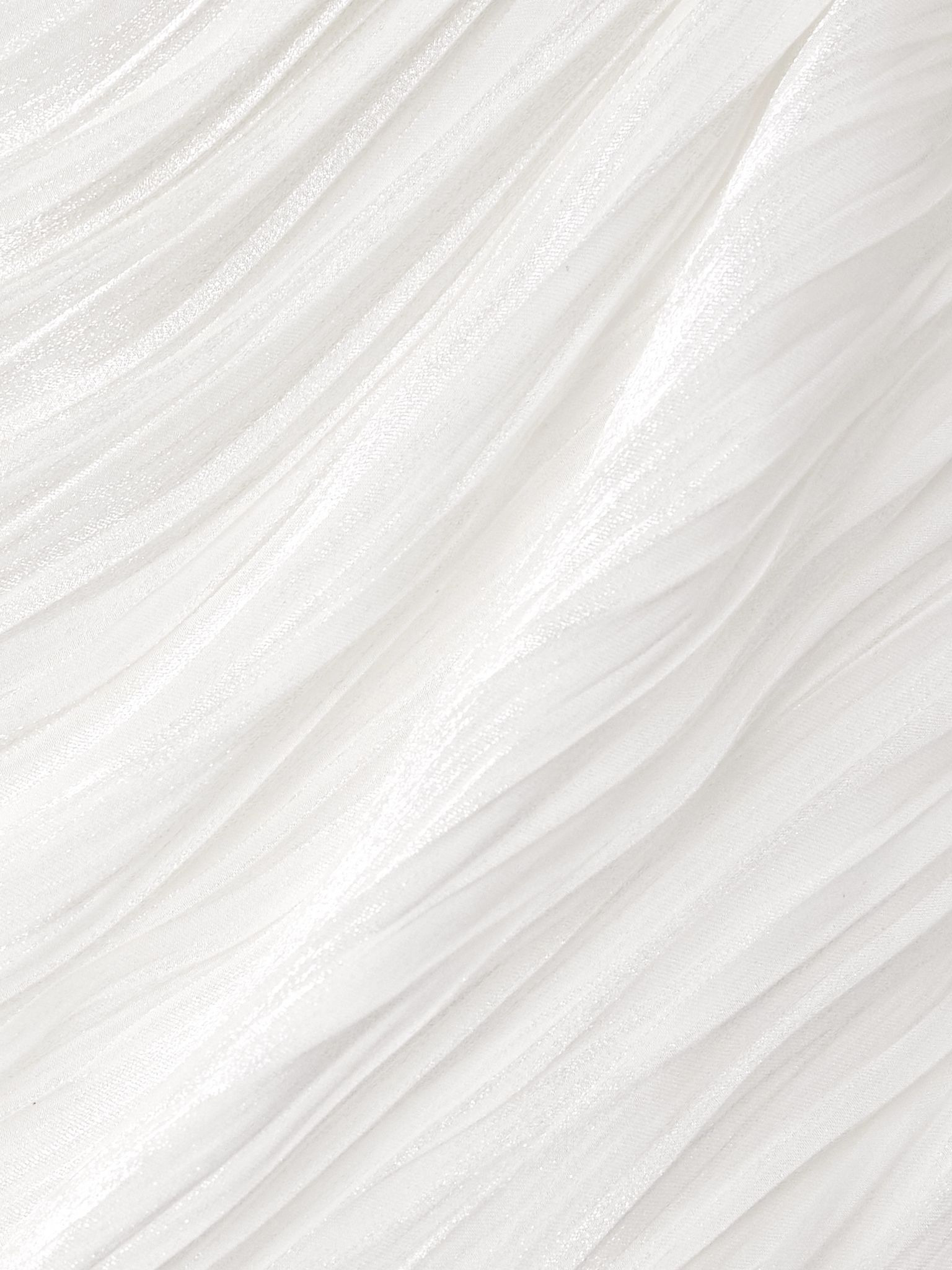 Cape-effect metallic plissé-taffeta gown White - 4