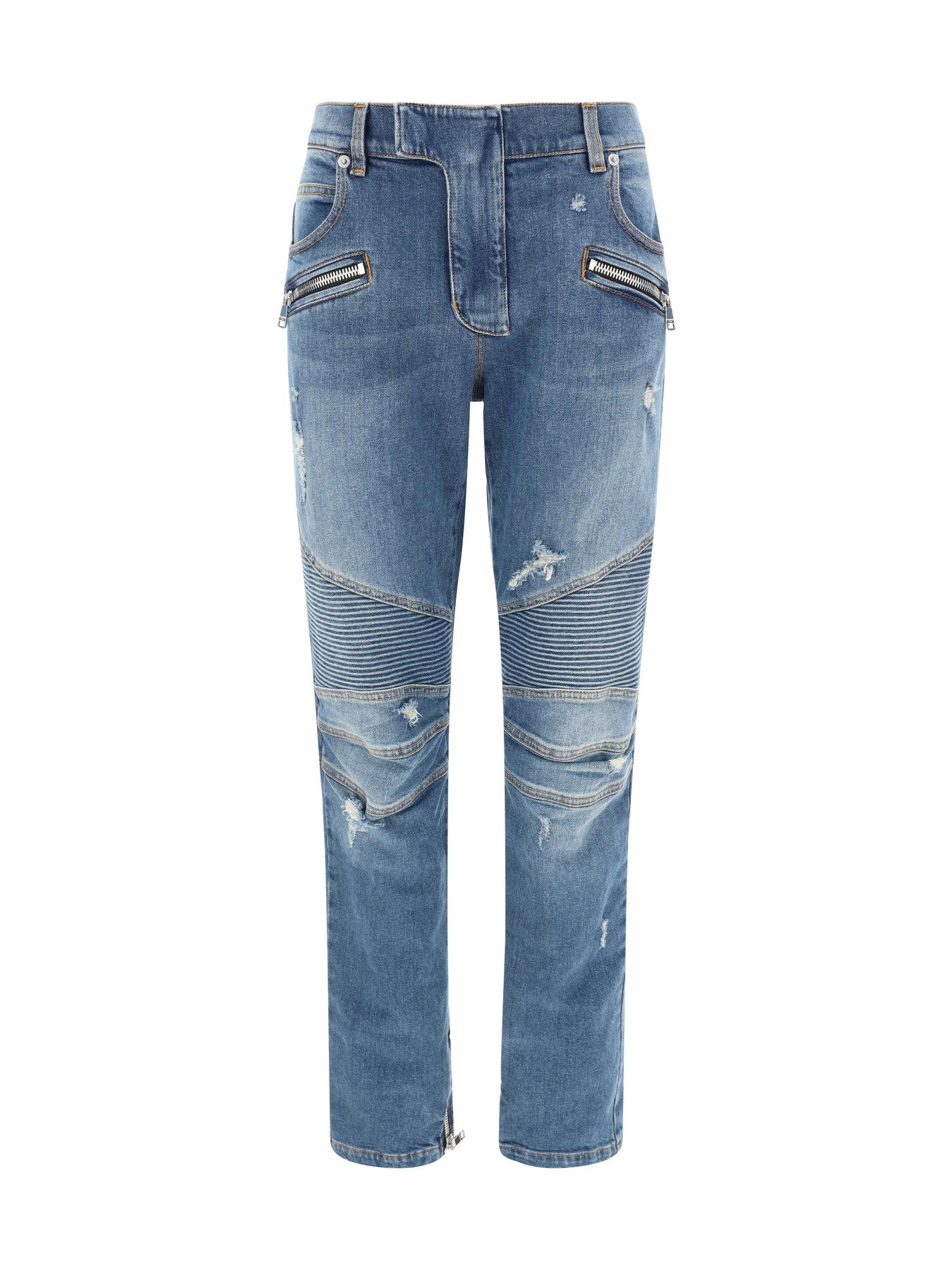 BIKER DENIM PANTS - VINTAGE BLUE WASH - 1