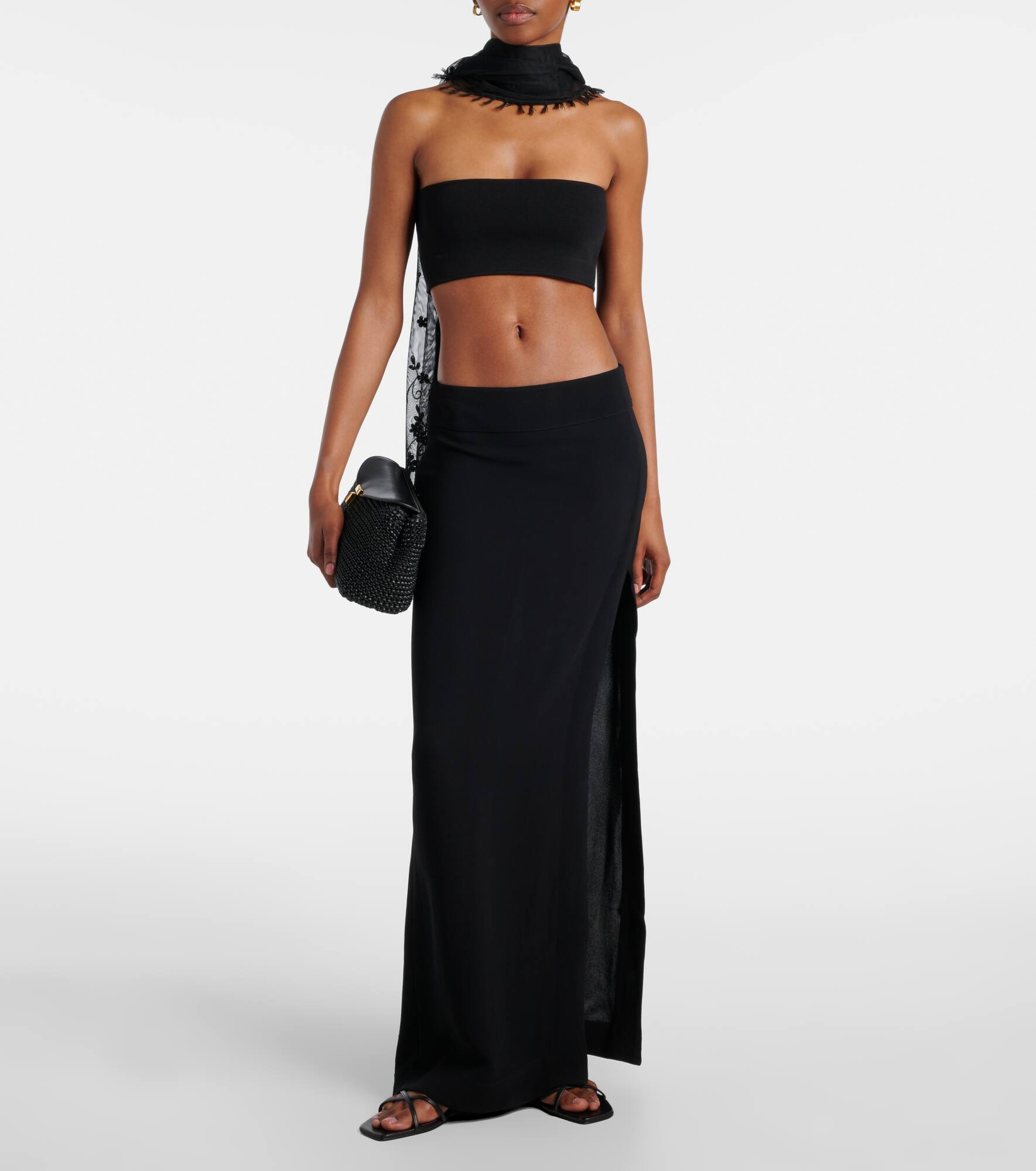 Side-slit crêpe maxi skirt - 2