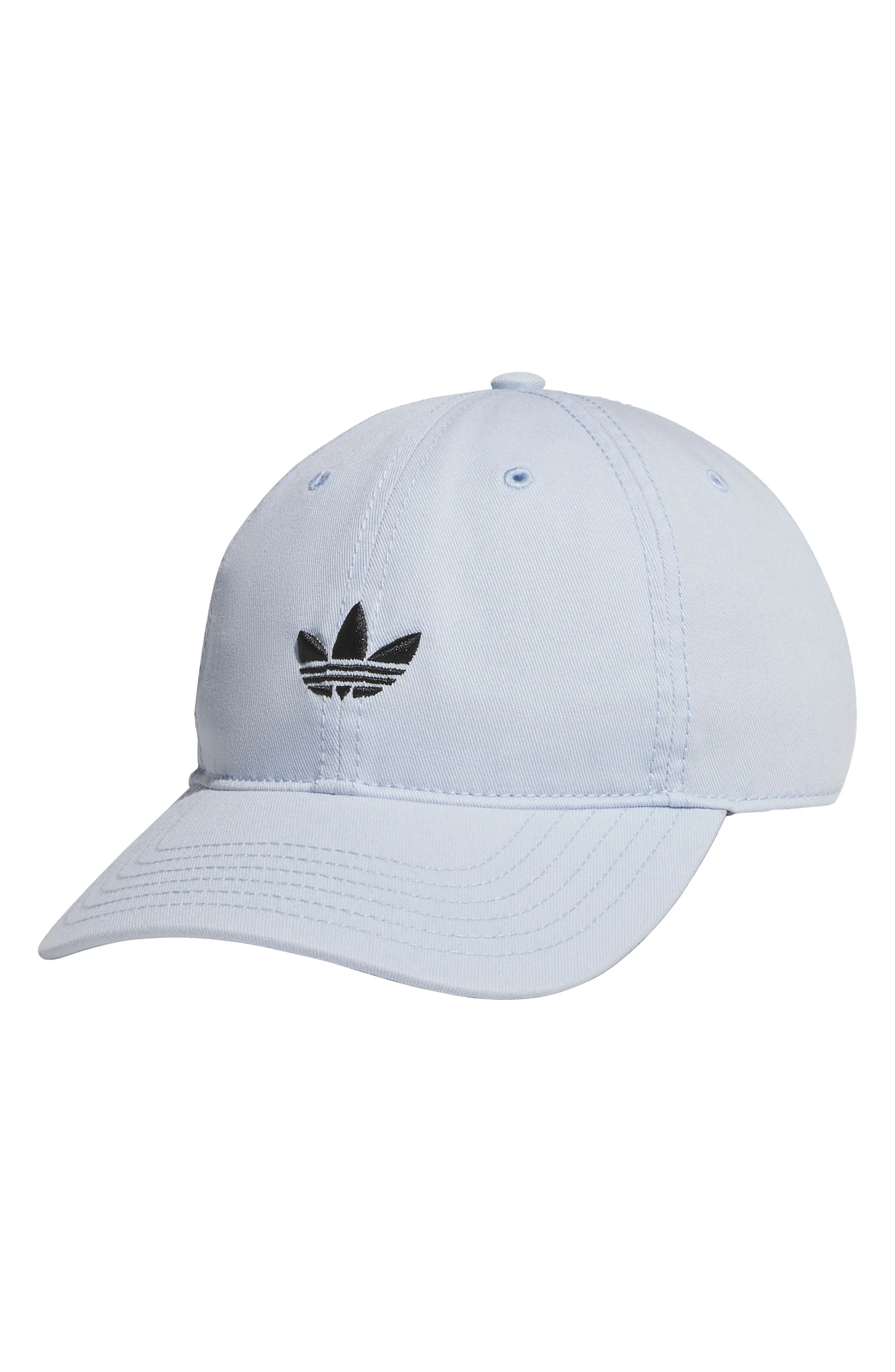 adidas Trefoil Adjustable 6-Panel Baseball Cap in Crystall Sky Blue/Black at Nordstrom - 1