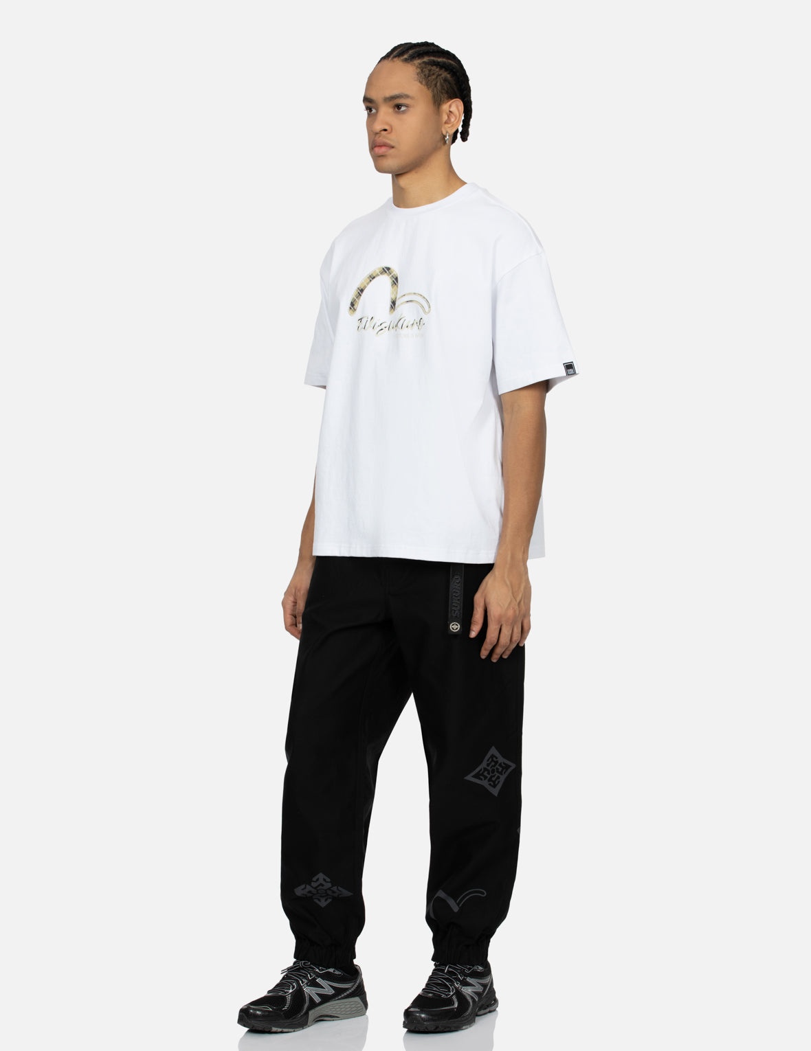 Paisley Check Insert Seagull Loose Fit T-shirt - 3
