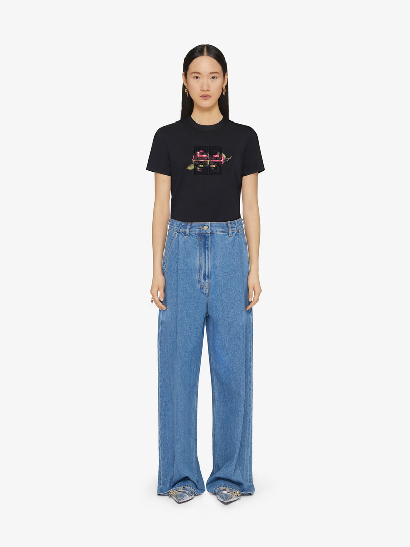 Givenchy 4G LACE SLIM FIT T-SHIRT IN COTTON WITH ROSES PRINT outlook