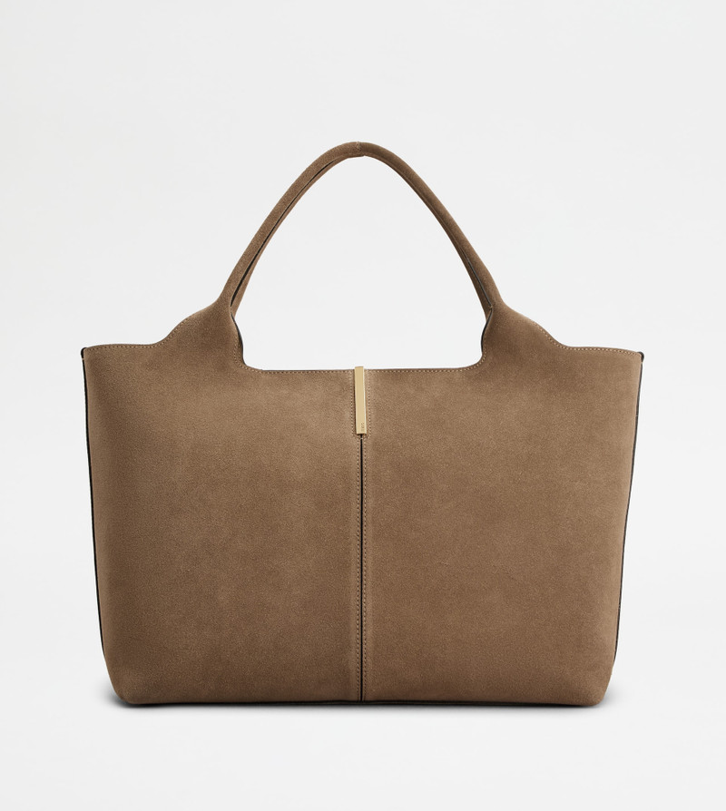 SHOPPING BAG IN SUEDE MEDIUM-SMALL - BROWN 1