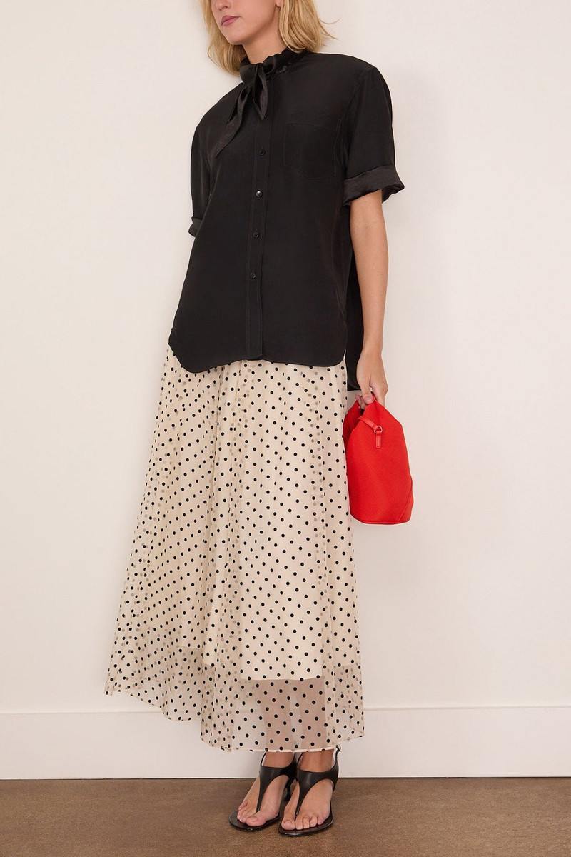 MARIA McMANUS Short Sleeve Tie Shirt in Black outlook