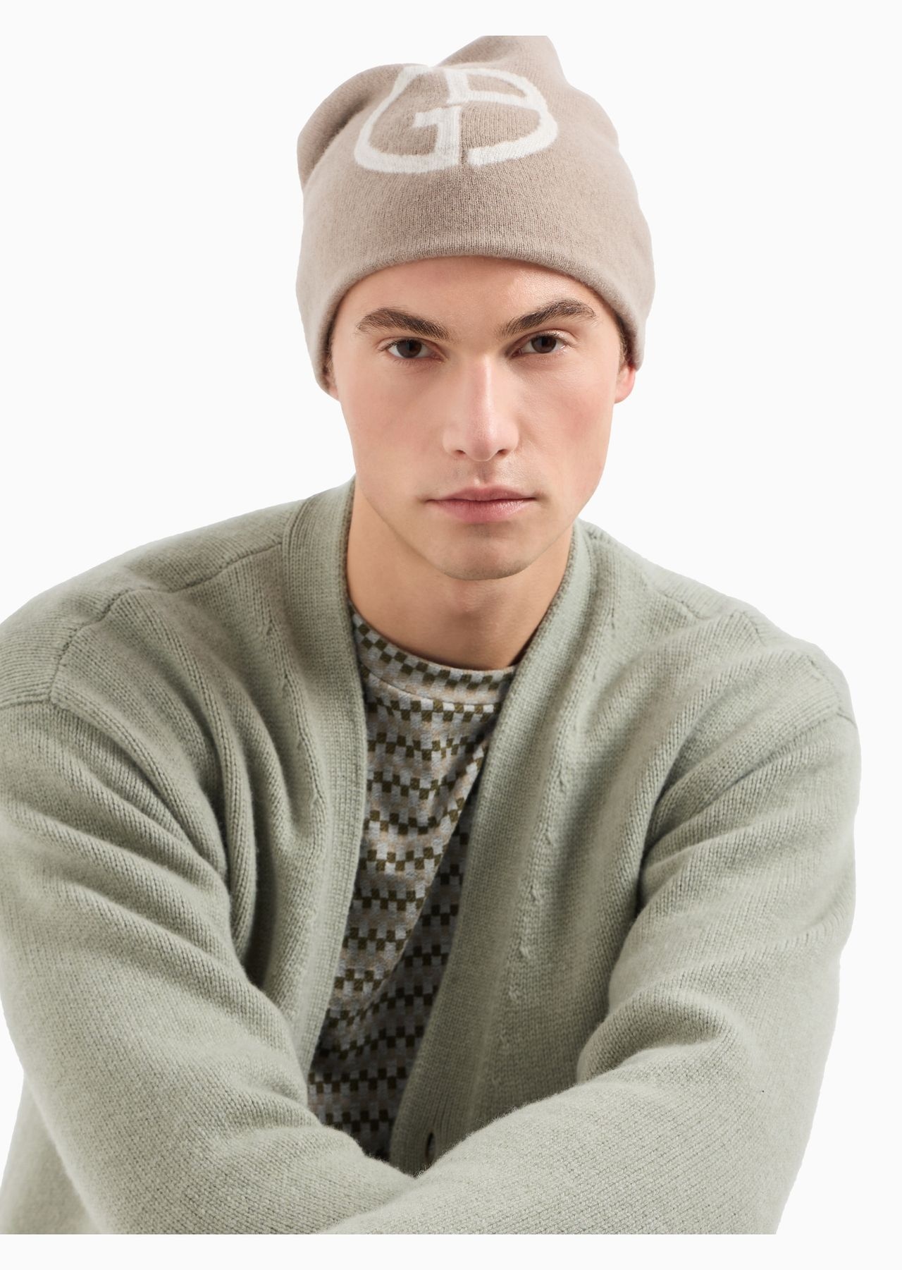 Cashmere jacquard logo beanie - 3