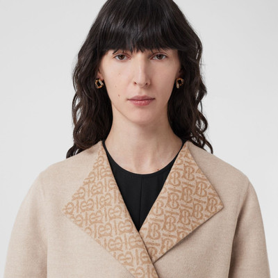 Burberry Monogram Detail Wool Cashmere Wrap Coat outlook