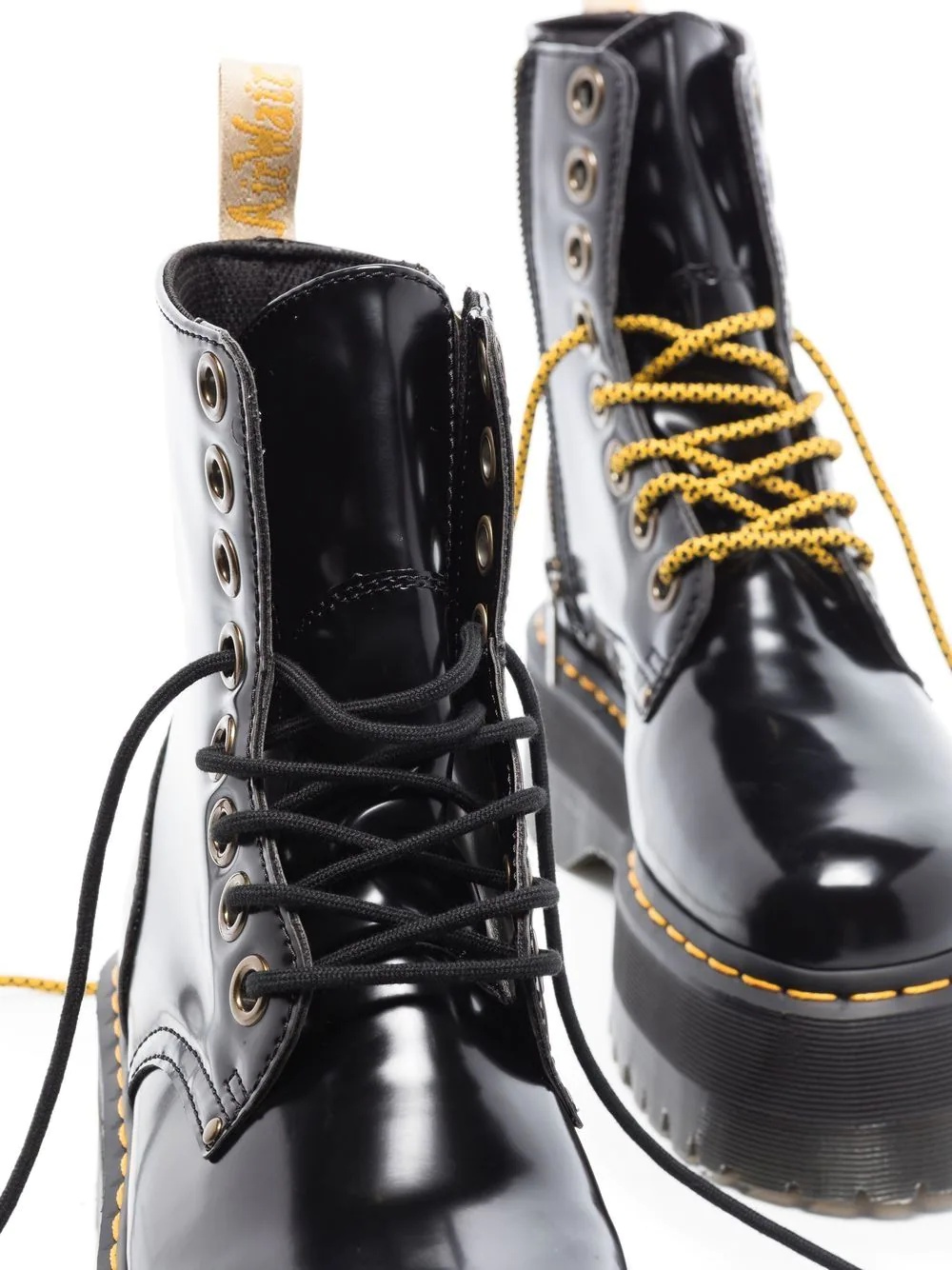 high-shine finish lace-up boots - 2